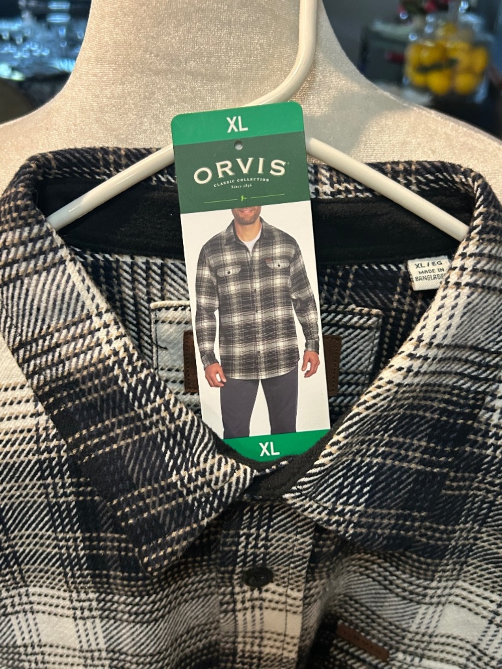 ORVIS MENS heavy 100% cotton plaid shirt xl new